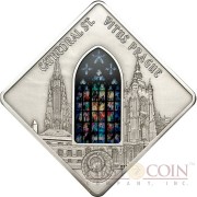 Palau ST. VITUS PRAGUE $10 Series SACRED ART Silver coin 2013 Antique finish Stained Glass 1.6 oz